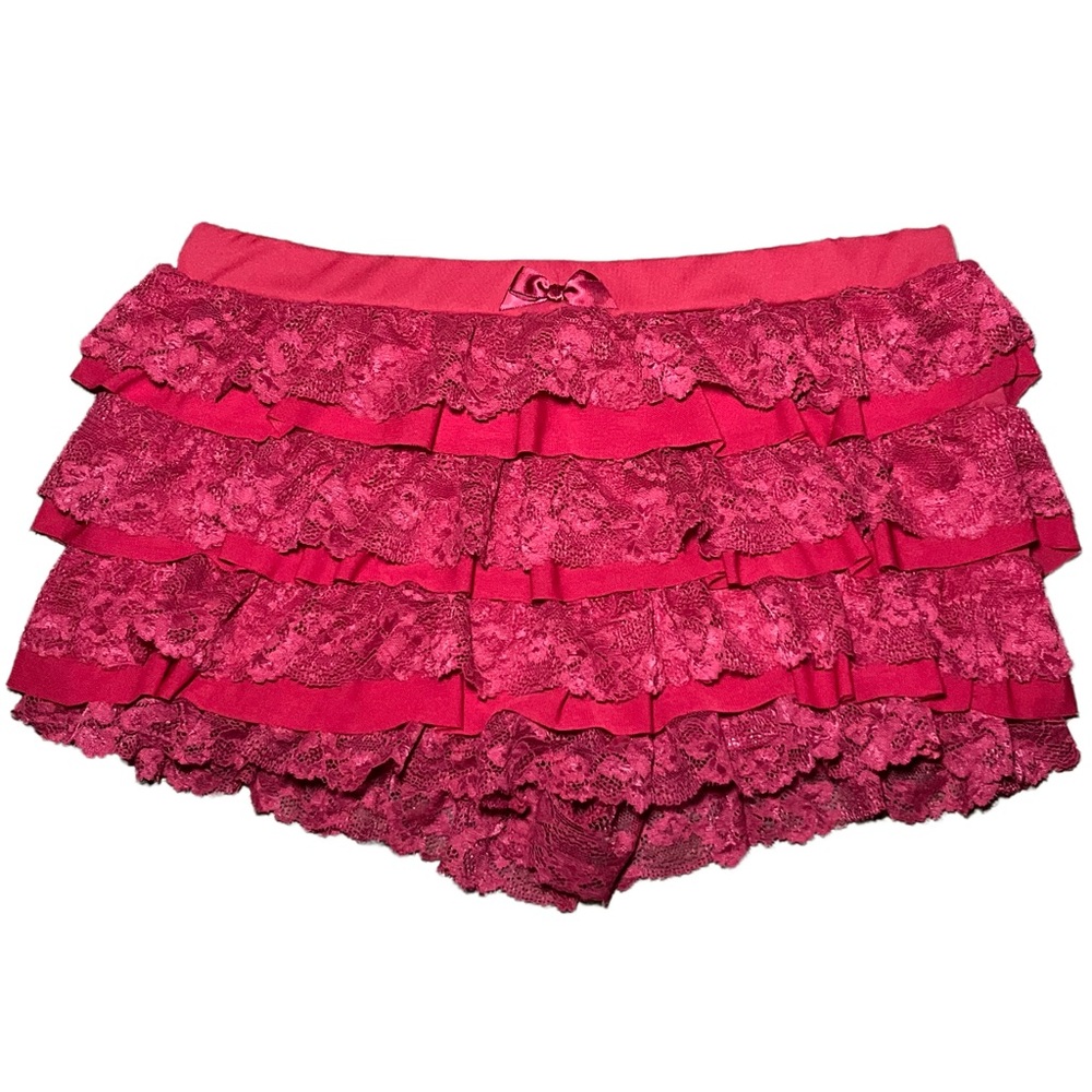 SHEIN Red Lace Ruffle Shorts Size M